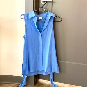 Club Monaco blue chiffon sleeveless blouse